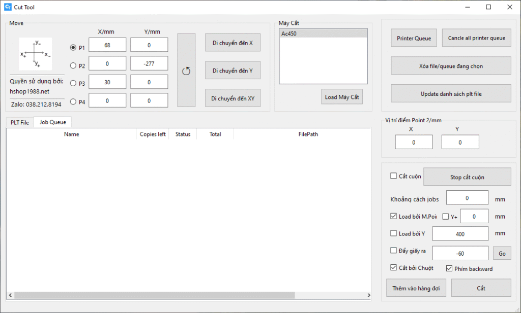 Phần mềm Cuttool hổ trợ máy cắt Ac450